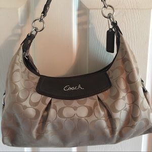 Coach signature satin hobo bag